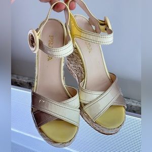 PRADA PATENT PLATFORM HEELS